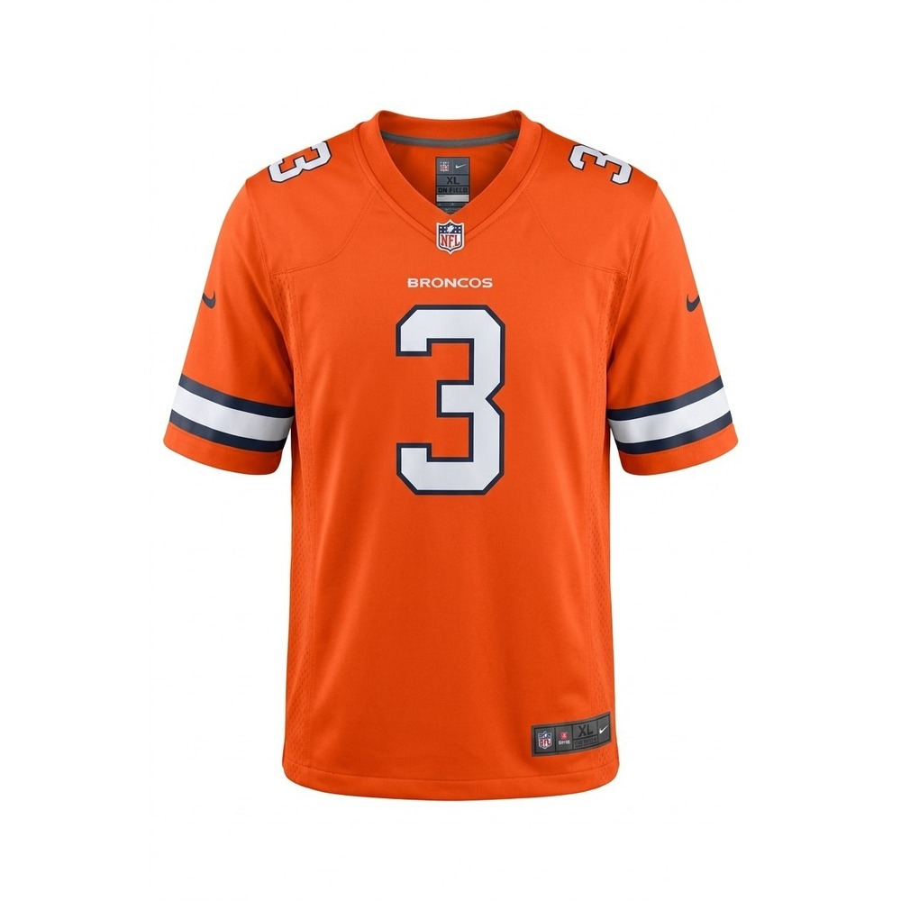 Nike Denver Broncos Russell Wilson 3 Jersey Mens XL Orange NFL On Field 87NMDB2A
